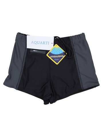 Aquarti Aquarti Herren Badehose mit Reißverschlusstasche in schwarz/grau