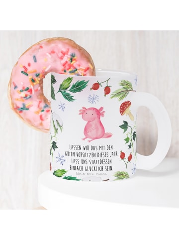 Mr. & Mrs. Panda Trinkglas Axolotl Glücklich mit Spruch in Transparent