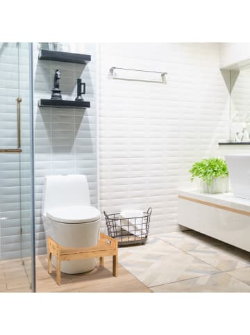 relaxdays Toilettenhocker in Natur - (B)45,5 x (H)28,5 x (T)28,5 cm