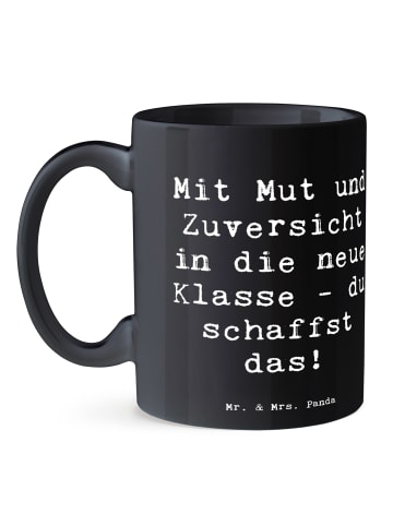 Mr. & Mrs. Panda Tasse Spruch Erster Schultag Mut und Zuversicht... in Schwarz