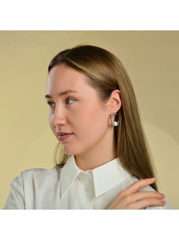 Adeliás Damen Ohrringe aus Edelstahl mit Perle in silber