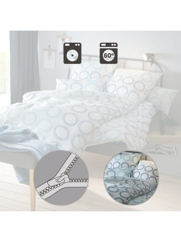 Dyckhoff Weichfrottier Bettwäsche in blau-weiß