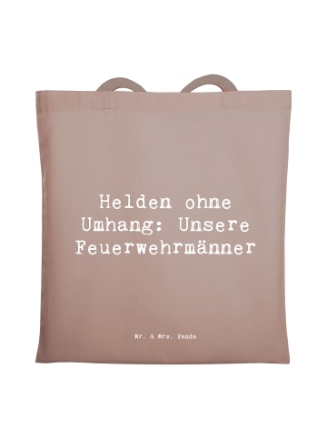 Mr. & Mrs. Panda Tote Bag Spruch Feuerwehrmann Helden mit Spruch in Braun Pastell