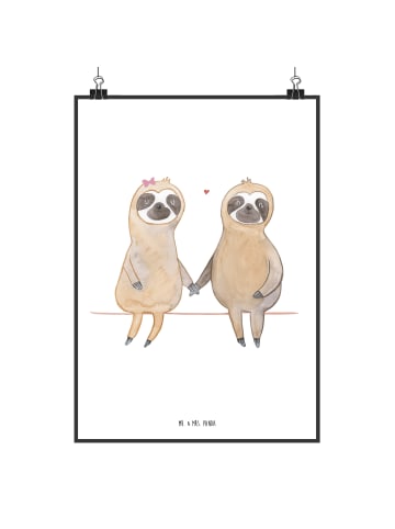 Mr. & Mrs. Panda Poster Faultier Pärchen ohne Spruch in Weiß