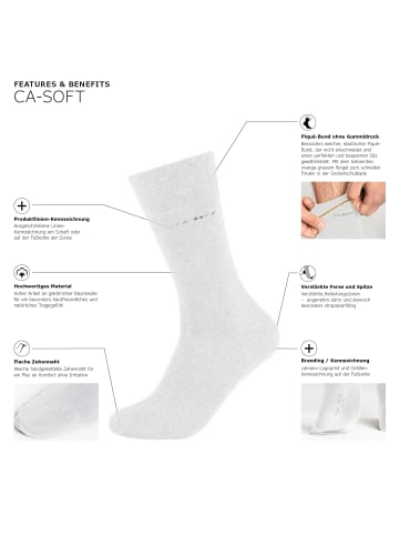 camano Baumwolle Unisex-Socken 2 Paar mit Softbund ca-soft in weiß