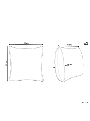 Beliani 2er-Set Dekokissen YUZURI in Blau/Silber