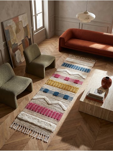 KADIMA DESIGN Naturfaser-Teppich Handgewebt WHARFE Boho Gestreift Wohnlich in Natur-Multicolor