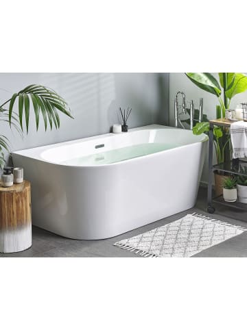 Beliani Badewanne HARVEY in Weiß/Silber - (W) 80 x (H) 59 x (L) 170 cm