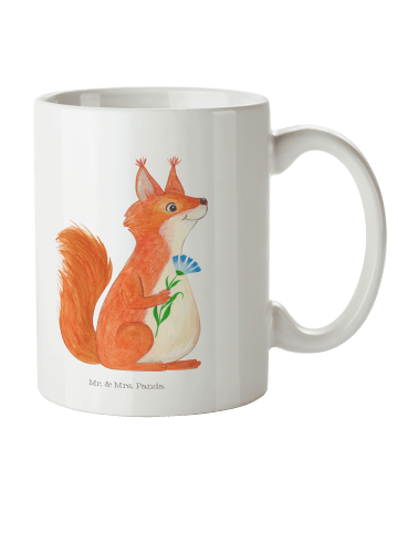 Mr. & Mrs. Panda Kaffeetasse Eichhörnchen Blume ohne Spruch in Weiß