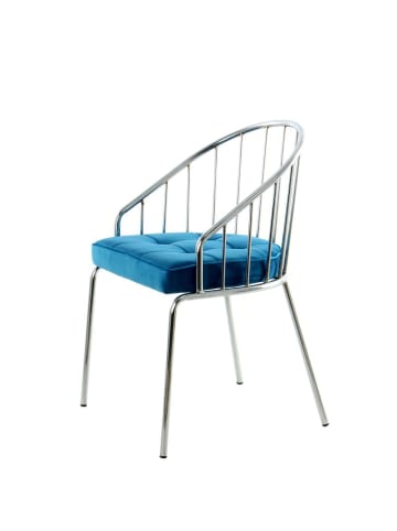 Kayoom Stuhl Palma in blau - chrom