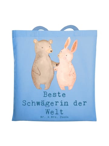 Mr. & Mrs. Panda Strandtasche Hase Beste Schwägerin der Welt mit... in Sky Blue