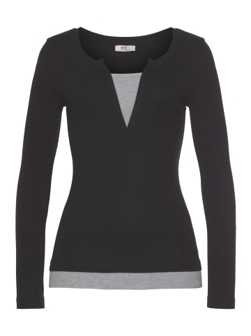 FLASHLIGHTS 2-in-1-Langarmshirt in schwarz