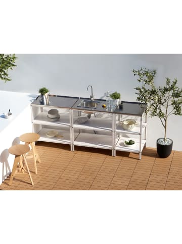 Beliani Gartenküche VILAMA in Weiß/Silber - (W) 50 x (H) 90 x (L) 50 cm