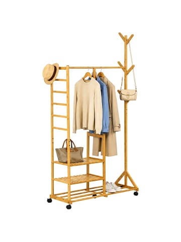 relaxdays Kleiderständer in Natur - (B)100 x (H)176 x (T)38 cm