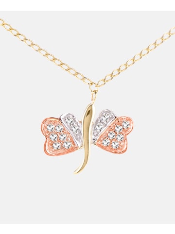 Diamant L'éternel Halskette aus 375 Gelbgold mit Diamant Schmetterling