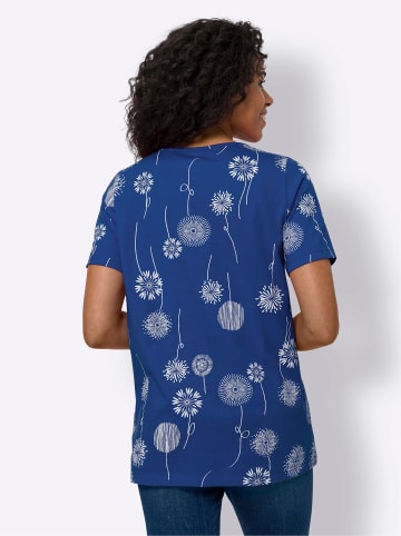 Sieh an! Longshirt in royalblau-weiß-bedruckt