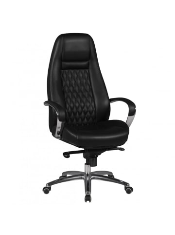 KADIMA DESIGN Chefsessel Echtleder | Ergonomisch, Alu-Fußkreuz, 120kg, 8h Nutzung in Schwarz
