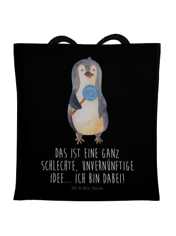 Mr. & Mrs. Panda Tragetasche Pinguin Lolli mit Spruch in Schwarz