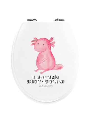 Mr. & Mrs. Panda Holz Toilettendeckel Axolotl Niedlich mit Spruch in Weiß