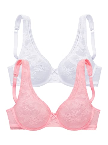 PETITE FLEUR T-Shirt-BH in rosé + weiß