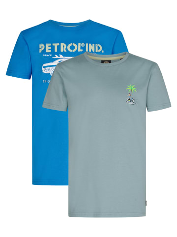 Petrol Industries 2er-Pack Basic-T-Shirt Rundhals Peacock