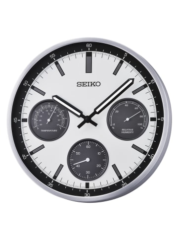 Seiko Wanduhr Thermometer Hygrometer Weiß/Schwarz