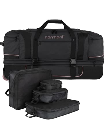 normani Reisetrolley 120-150 L mit Kleidertaschen in Schwarz/Rosa