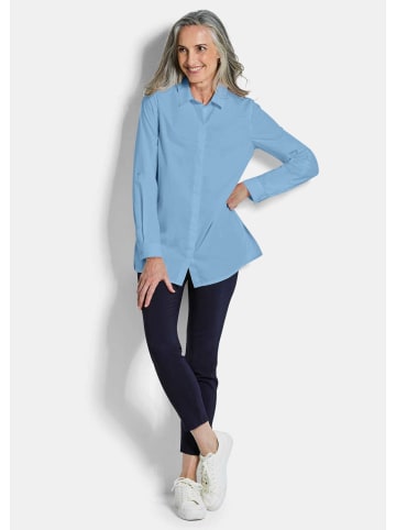 GOLDNER Baumwollbluse mit Hemdkragen in blau