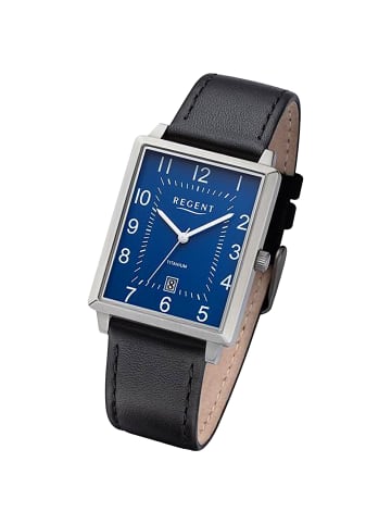 Regent Analog-Armbanduhr Regent Lederarmband schwarz extra groß (ca. 30x43mm)