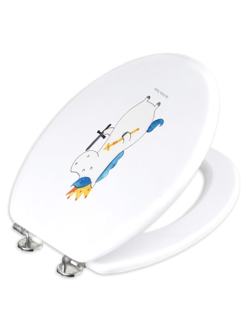 Mr. & Mrs. Panda WC Deckel Einhorn König mit Schwert ohne Spruch in Weiß