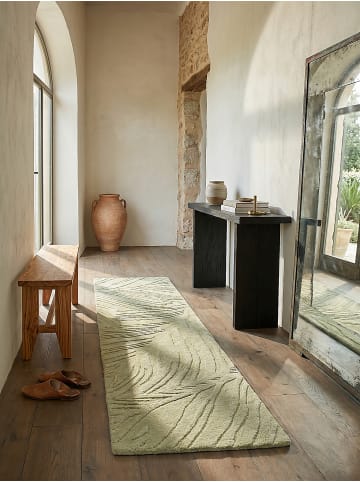 KADIMA DESIGN Wollteppich Kurzflor LEVEN Floral Naturfaser Wohnzimmer in Grün-Beige