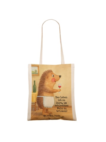 Mr. & Mrs. Panda Strandtasche Igel Wein Design mit Spruch in Weiß