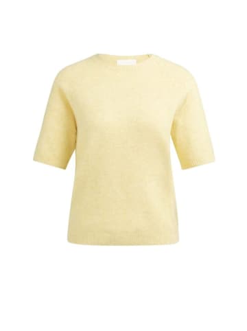 YAYA Weicher Pullover mit kurzen Ärmeln in Reed Yellow Melange