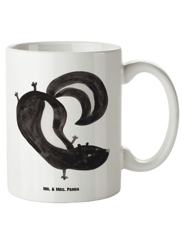 Mr. & Mrs. Panda Kaffeepott Stinktier Handstand ohne Spruch in Weiß