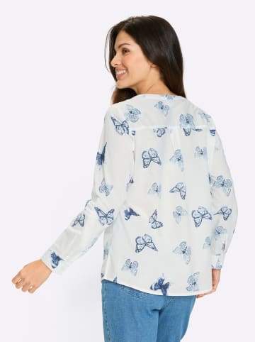 Sieh an! Druckbluse in weiß-marine-bedruckt