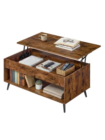 VASAGLE Couchtisch Miranta in Vintagebraun-Schwarz - (B)100 x (H)58.5 x (T)50 cm