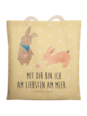 Mr. & Mrs. Panda Einkaufstasche Hasen Muschel mit Spruch in Gelb Pastell