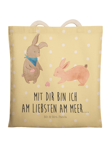 Mr. & Mrs. Panda Tasche Hasen Muschel mit Spruch in Gelb Pastell