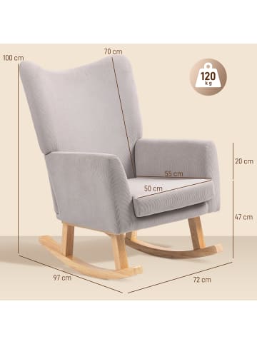 HOMCOM Schaukelstuhl-97L x 72B x 100H cm-Hellgrau