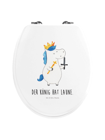 Mr. & Mrs. Panda Toilettensitz Einhorn König mit Schwert mit Spruch in Weiß