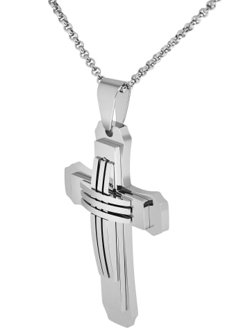 Adeliás Unisex Anhänger – Kreuz Kreuzanhänger aus Edelstahl in silber