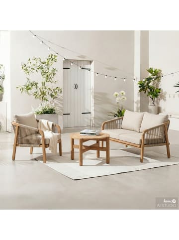 home24 Loungegruppe Mori 3-teilig Typ B in Braun / Beige