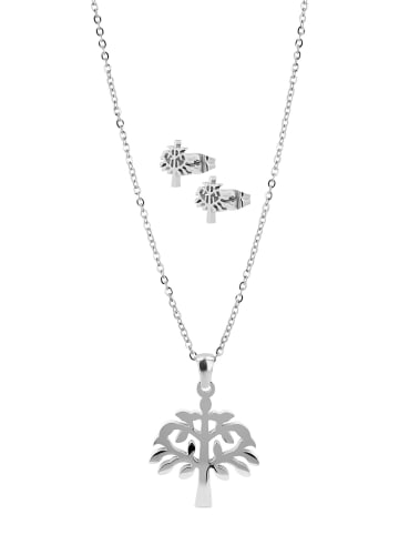 Adeliás Damen Halskette – Lebensbaum aus Edelstahl 45 cm in silber