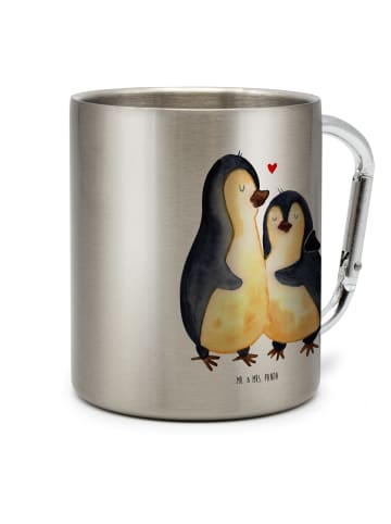 Mr. & Mrs. Panda Edelstahlbecher Pinguin umarmen ohne Spruch in Silber