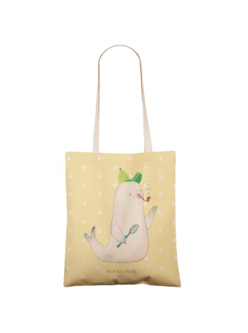 Mr. & Mrs. Panda Shopping Bag Robbe Sherlock ohne Spruch in Gelb Pastell