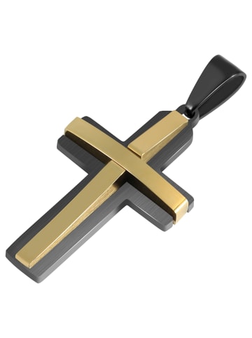 Adeliás Unisex Anhänger – Kreuz Kreuzanhänger aus Edelstahl in gold