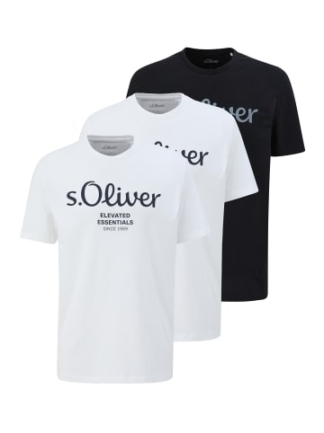 S. Oliver T-Shirt Basic in Weiß / schwarz
