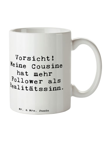 Mr. & Mrs. Panda Tasse Cousine Influencer mit Spruch in Weiß