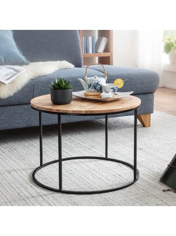 FineBuy Couchtisch in Braun / Akazie / 60x60x43