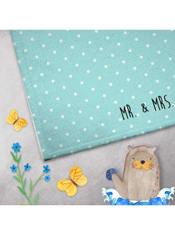 Mr. & Mrs. Panda Gästehandtuch Bären mit Blumenkranz ohne Spruch in Türkis Pastell